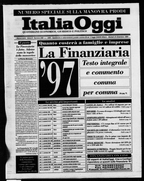 Italia oggi : quotidiano di economia finanza e politica